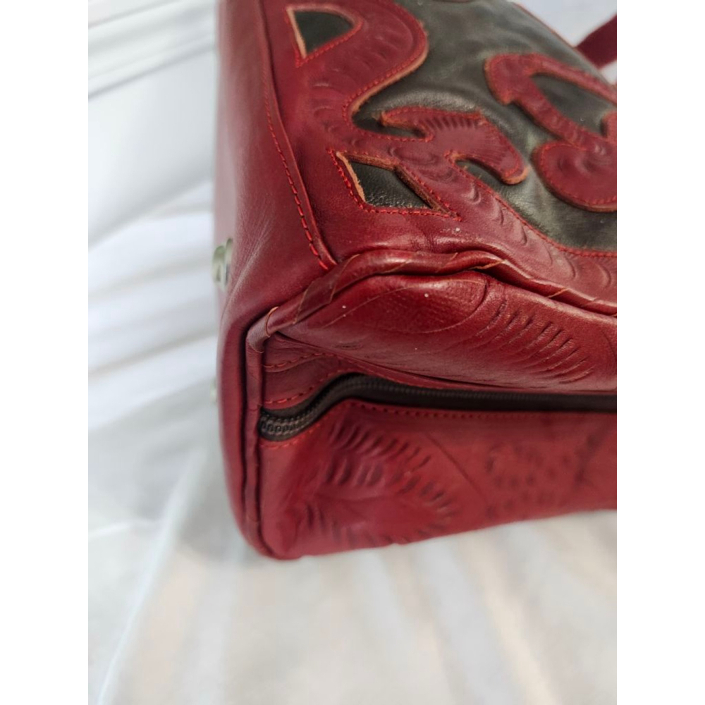 LABRADO LEATHER Satchel Red and Dark Brown - Picture 8 of 13